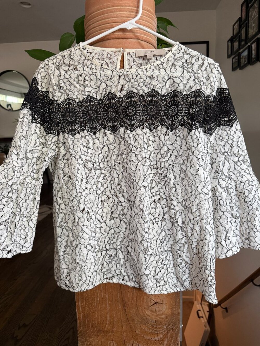 Bell-Sleeve Lace Top from LOFT - Size M